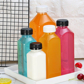 Screw Caps Plastic Juice Bottles Transparent 350ml 8 Oz Juice Bottles