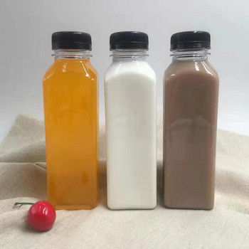 Screw Caps Plastic Juice Bottles Transparent 350ml 8 Oz Juice Bottles