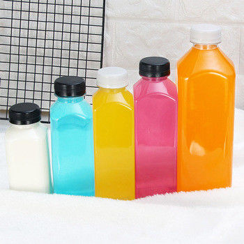 Screw Caps Plastic Juice Bottles Transparent 350ml 8 Oz Juice Bottles