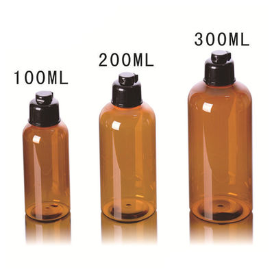 Flip 300ml Amber Plastic Shampoo Bottles Lotion clear